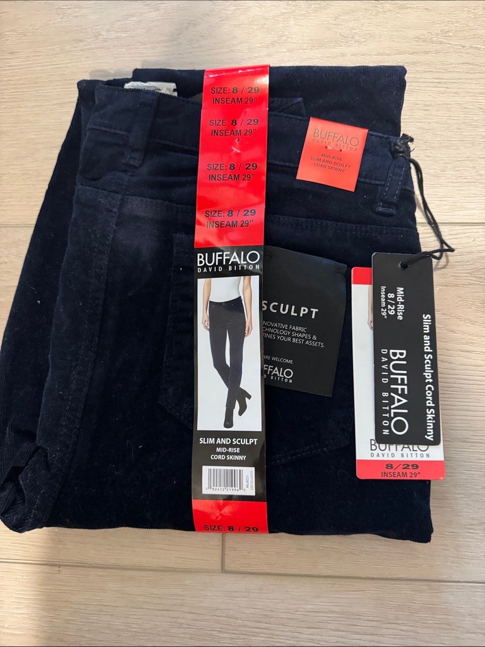 Buffalo David Bitton Slim & Sculpt Corduroy Skinny Pants - Black